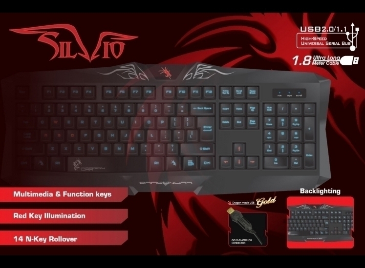 Dragon War Silvio Gaming Keyboard (qwerty)