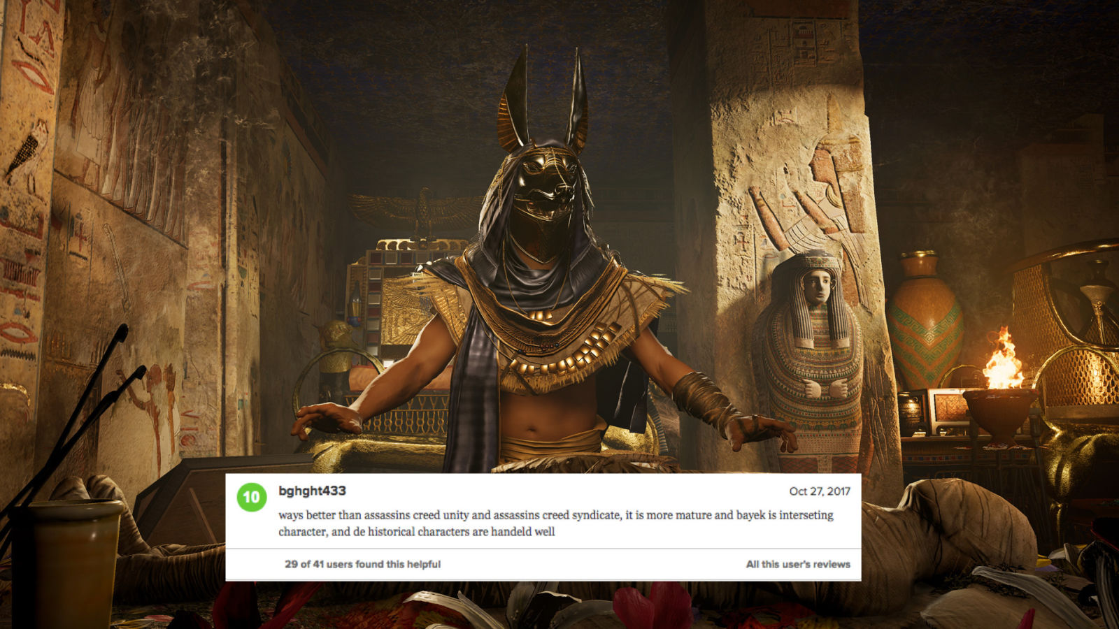 Assassin's Creed Origins Metacritic Flooded With Fake Positive User Reviews reviews